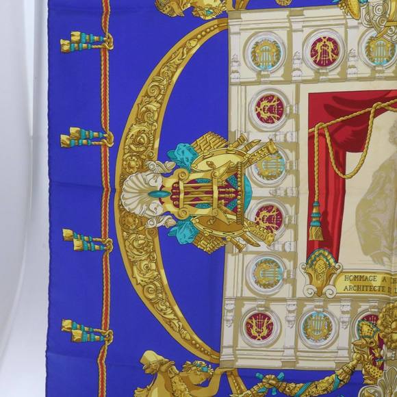 HERMES Carre 90 ARCHITECTE DE L'OPERA DE PARIS Scarf Silk Blue Auth bs12077 - Picture 9 of 16